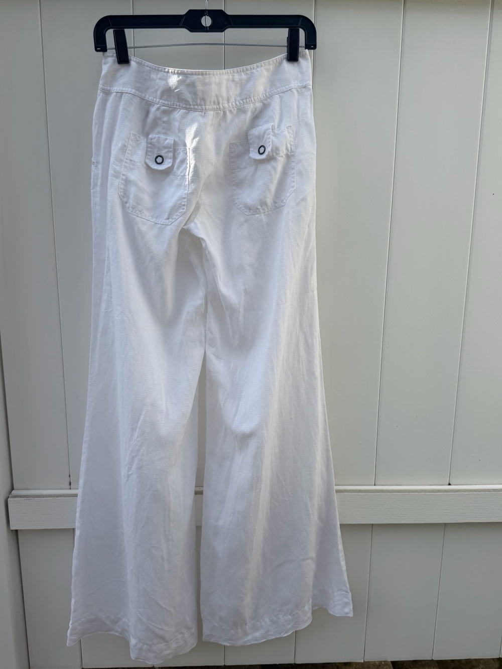 London Jean Women’s Size 0 White 100% Linen Wide Leg Sailor Nautical Pants - Picture 3 of 8